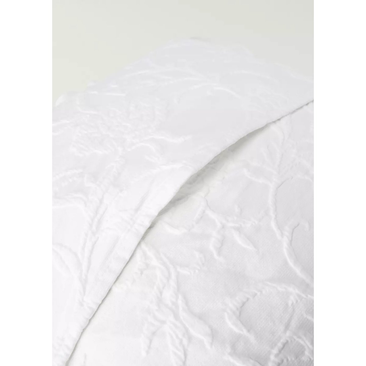 Taie d'oreiller coton jacquard fleuri avec volant 50x50 cm blanc, MANGO HOME