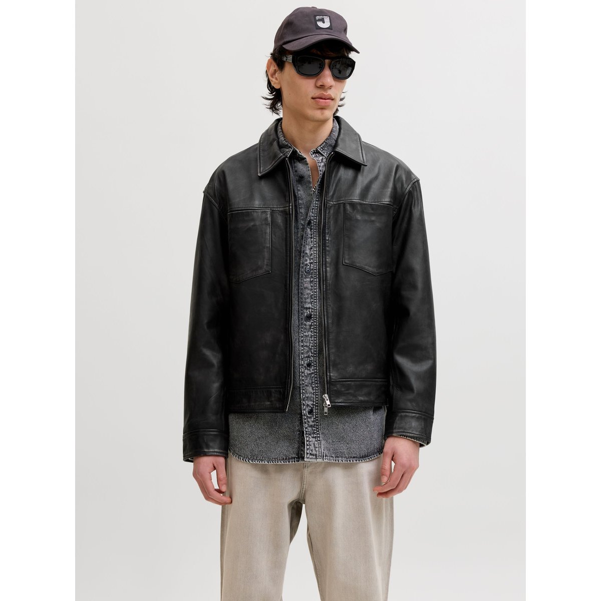 Veste En Cuir black, JACK & JONES