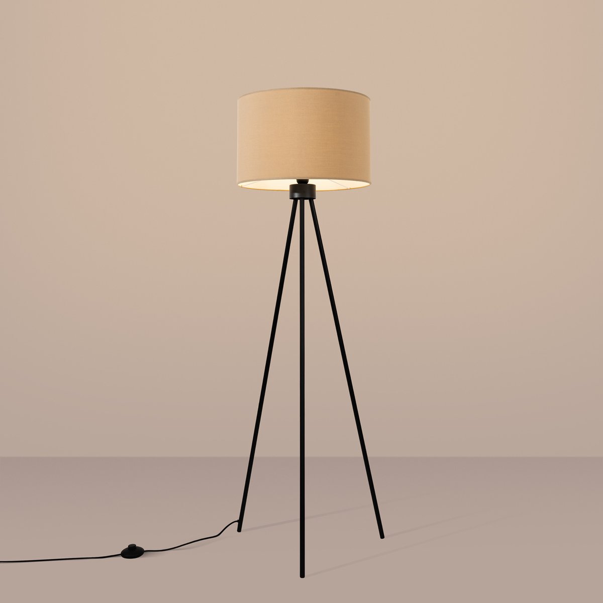 Lampadaire Tissu Taupe E27 1 Nevia taupe, EDEN