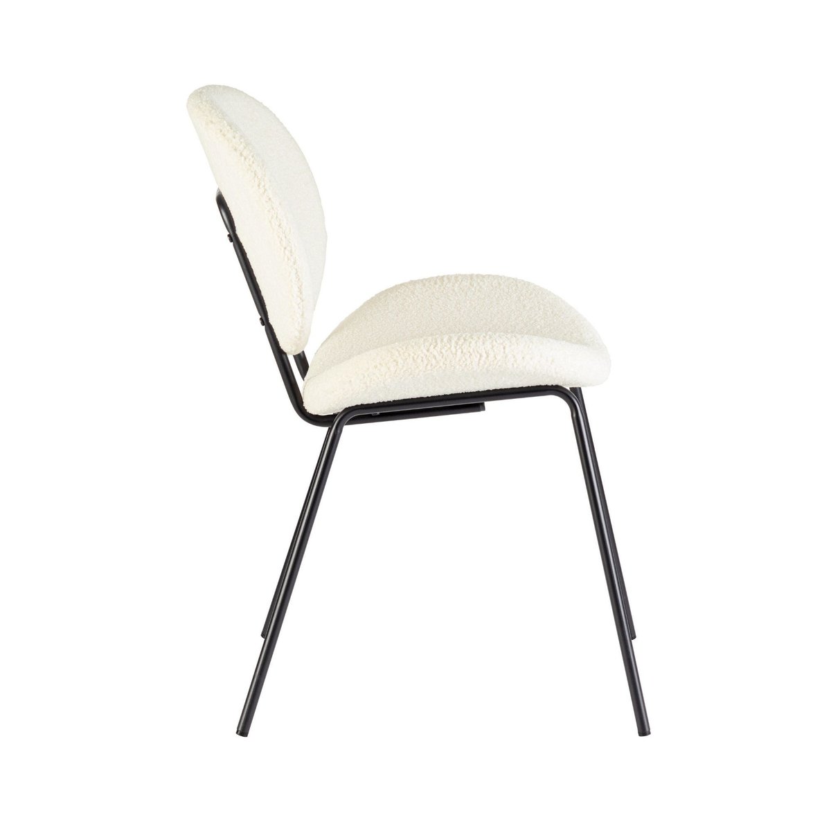 Chaises de salle à manger design en tissu bouclette (lot de 2) - KIM blanc, HELLIN, DEPUIS 1862