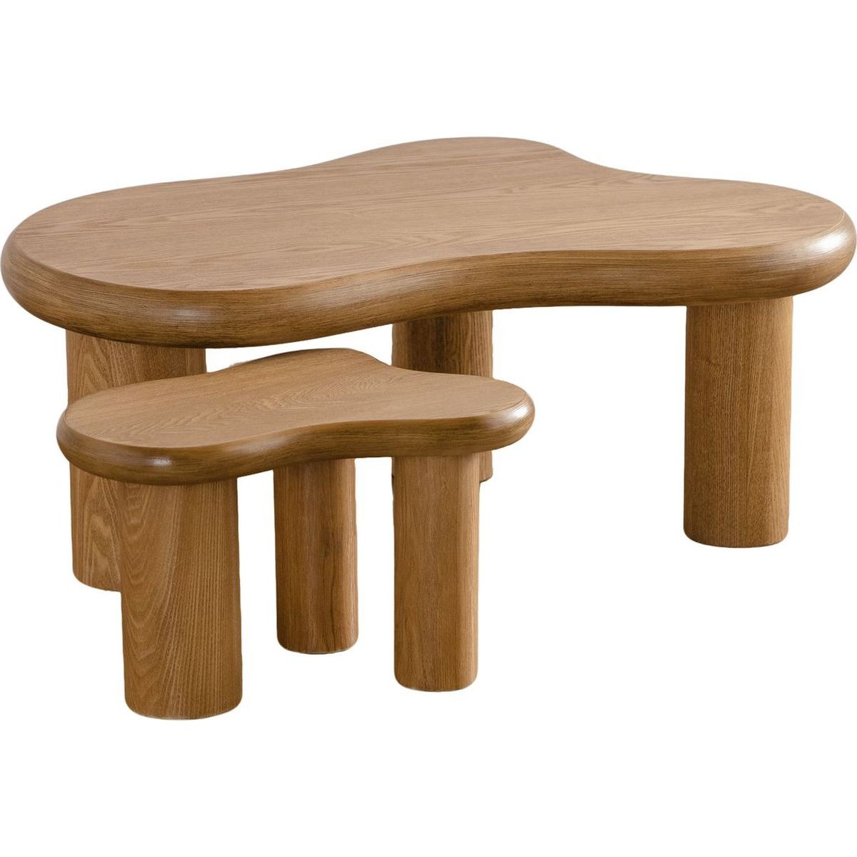 Lot de 2 tables basses organiques gigognes - WAVE bois, HOMIFAB