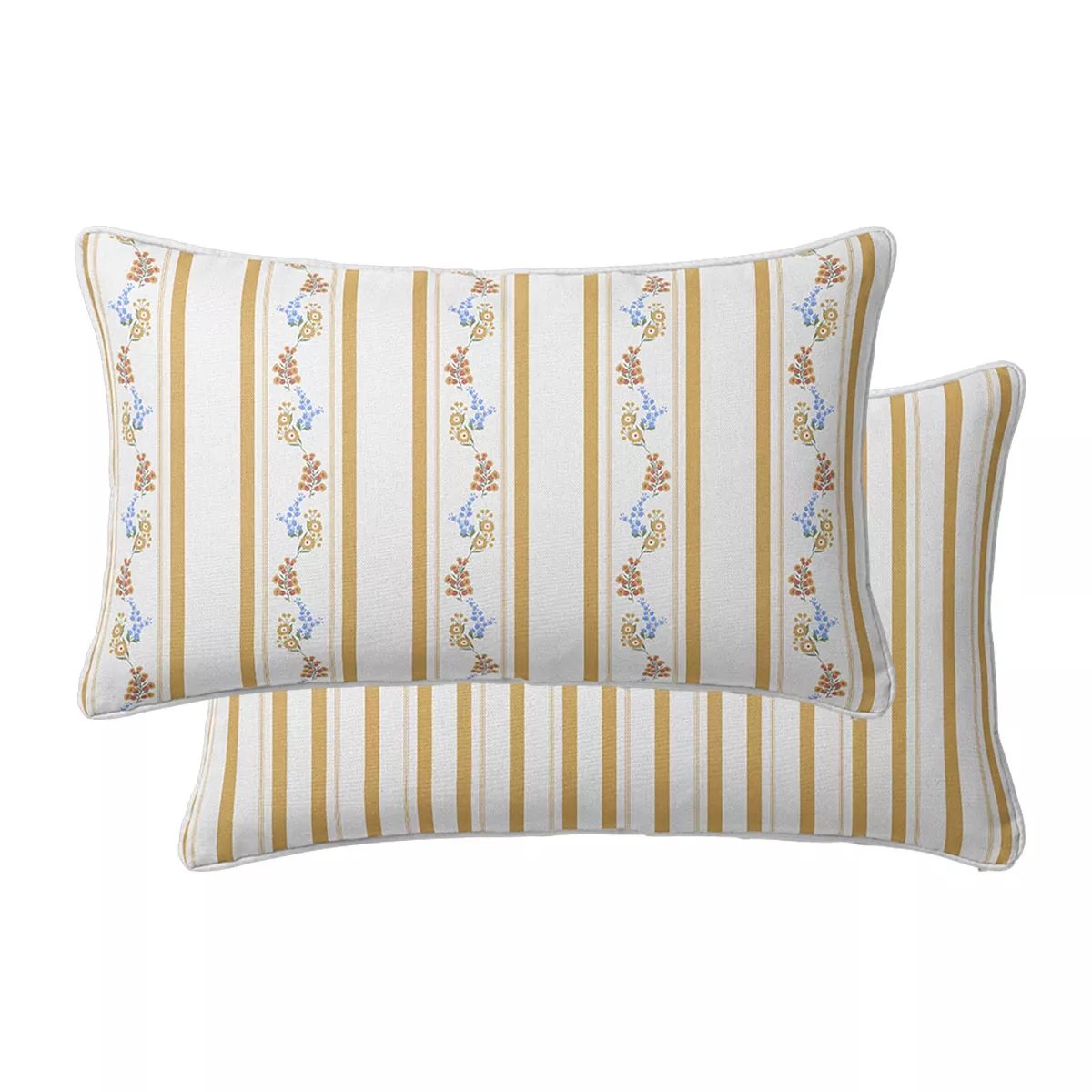 Lot de 2 taies percale de coton lavé HONFLEUR paille, GARNIER THIEBAUT
