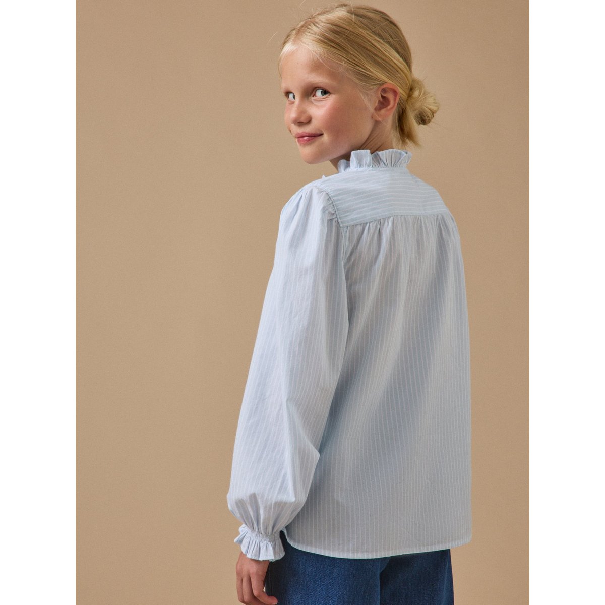 Blouse à volants rayure bleue, CYRILLUS