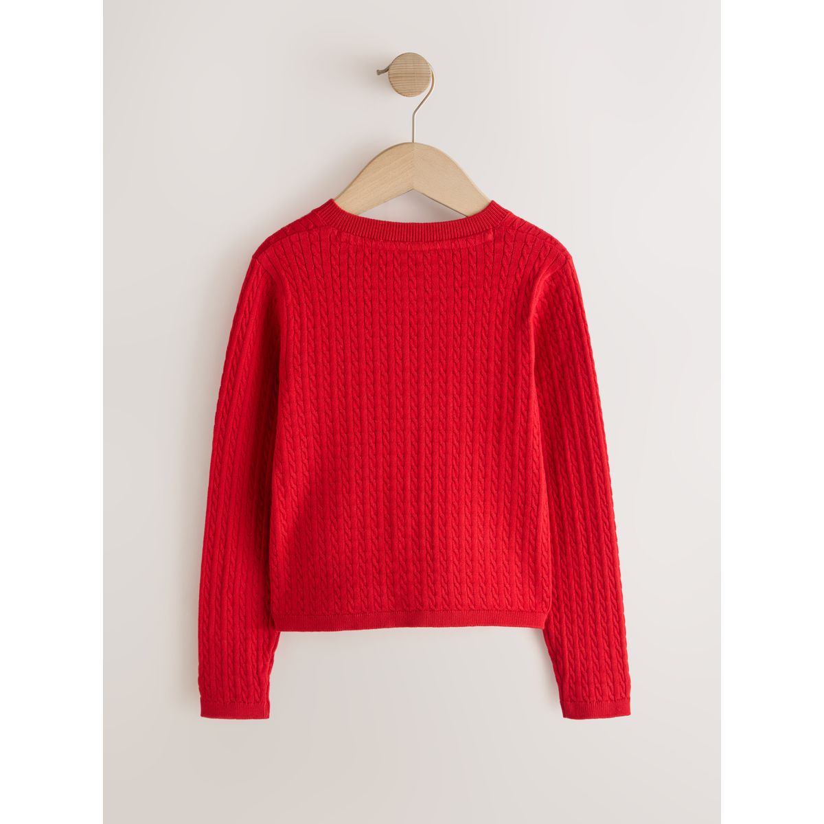 Cardigan d’école en maille torsadée de coton rouge, NEXT