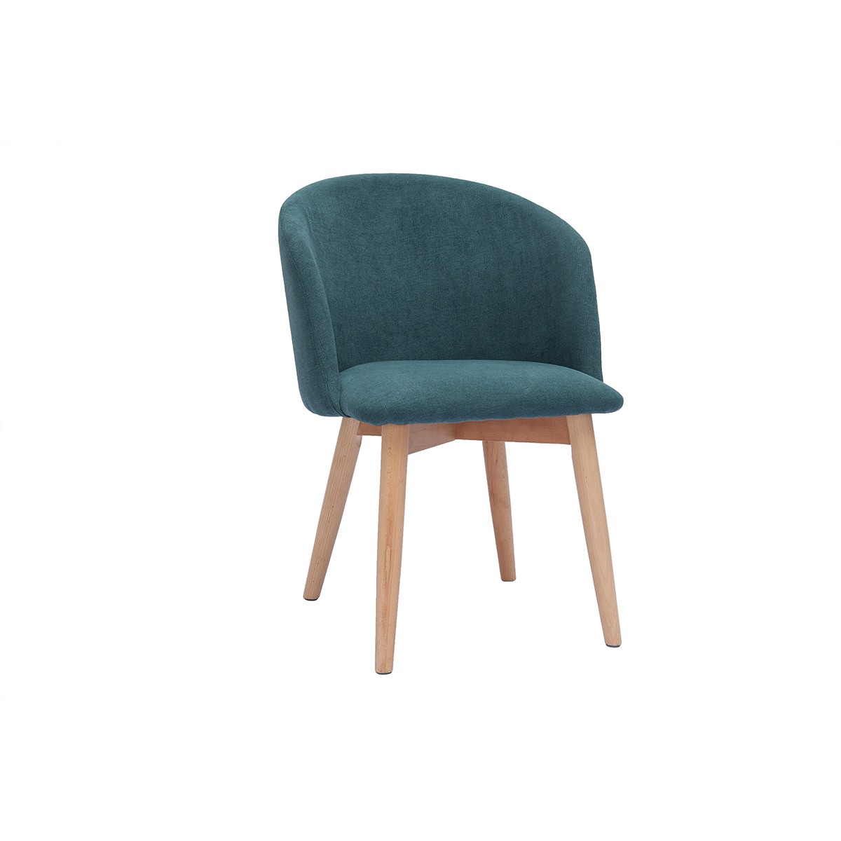 Chaises scandinaves en tissu effet velours et bois clair massif (lot de 2) VANITY bleu canard, MILIBOO