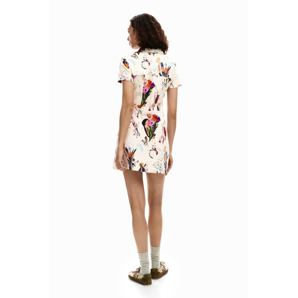 Robe courte collage beige, DESIGUAL