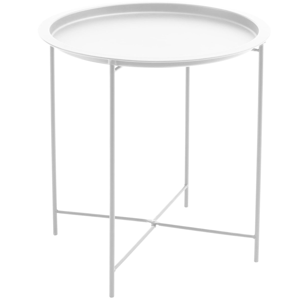 Table d'appoint ronde en métal blanc 47x47x51cm blanc, WADIGA