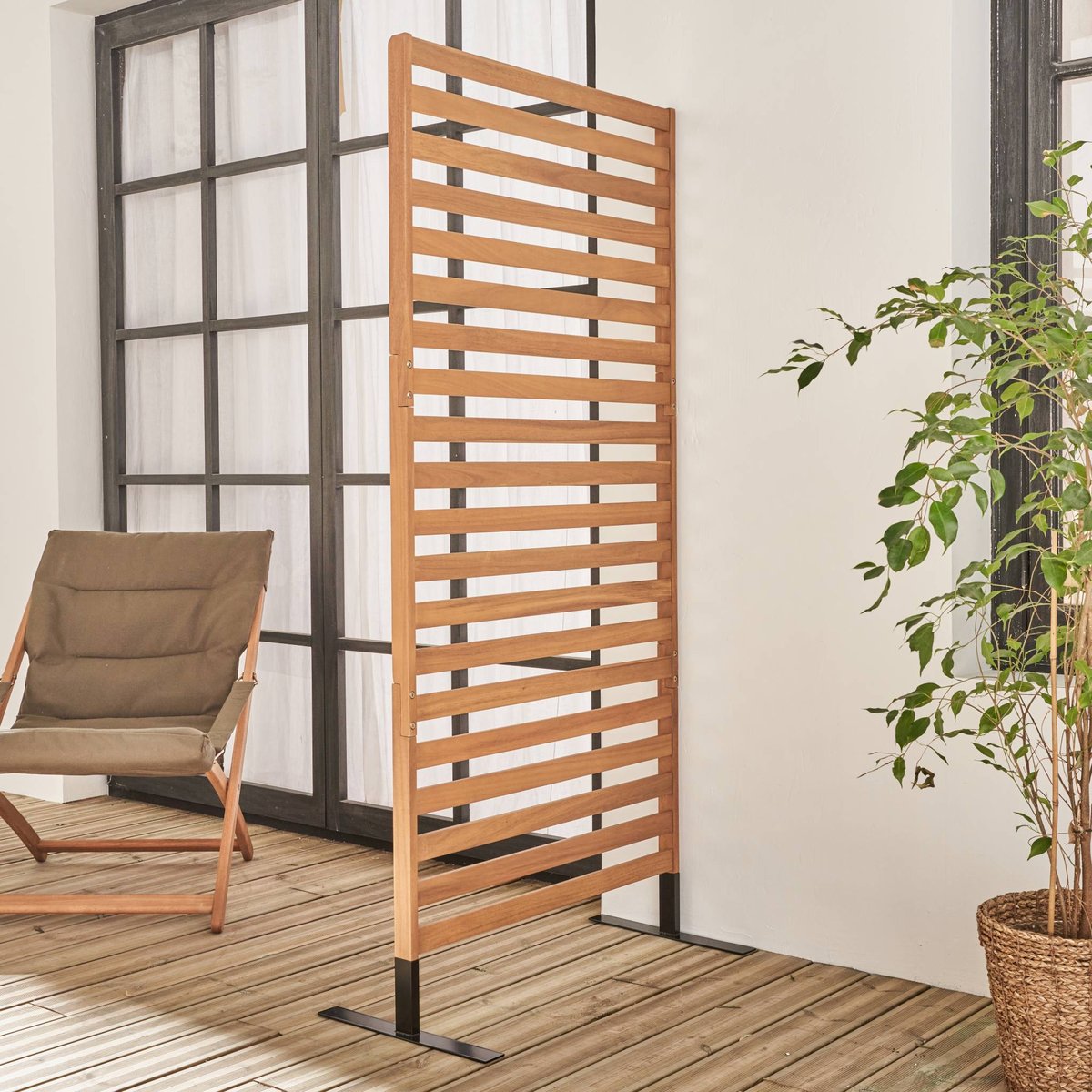 Paravent intérieur/extérieur bois d'acacia 80cm PARADA 80CM bois, SWEEEK