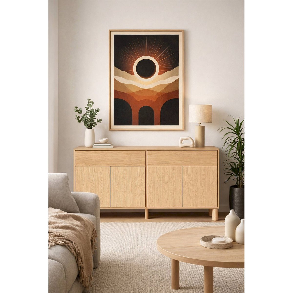 Buffet scandinave SANDEN, Portes et tiroirs chêne bookmatch, RECOLLECTION