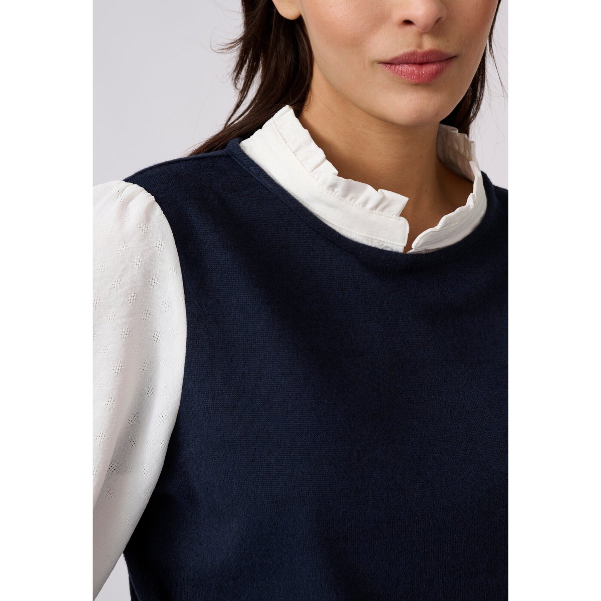T-shirt effet 2 en 1 en maille chaude bleu marine, DAMART