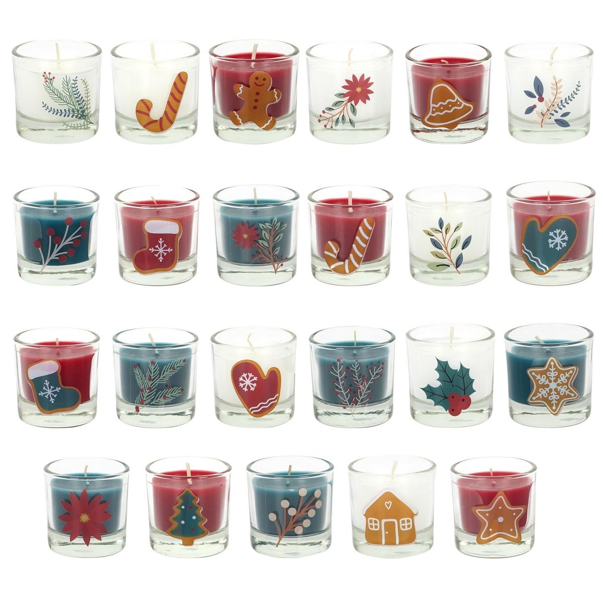 Calendrier de l'Avent 24 bougies de Noël parfumées multicolore, THE HOME DECO FACTORY