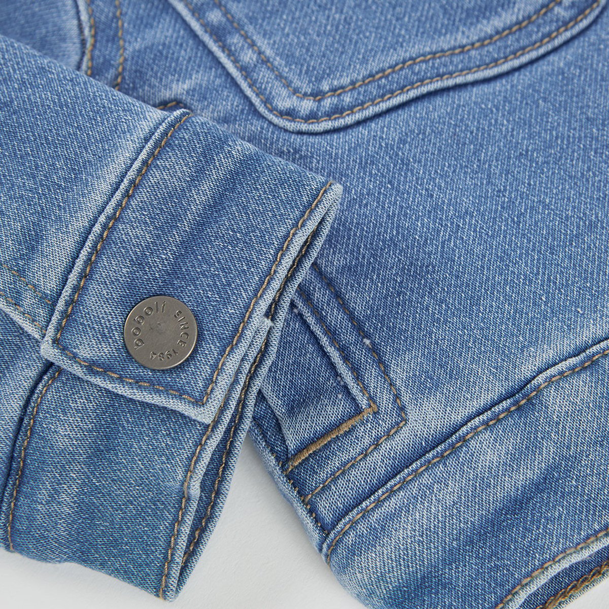 Veste denim maille garçon avec col molleton bleu, BOBOLI