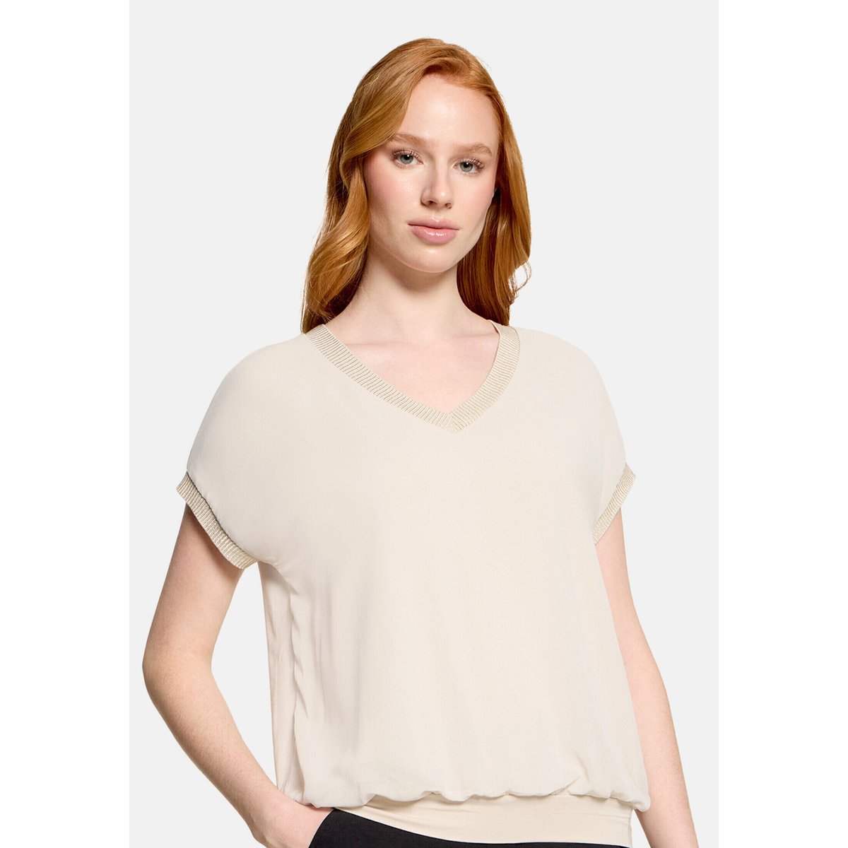 T-shirt façon blouse à broderies gris, BETTY BARCLAY