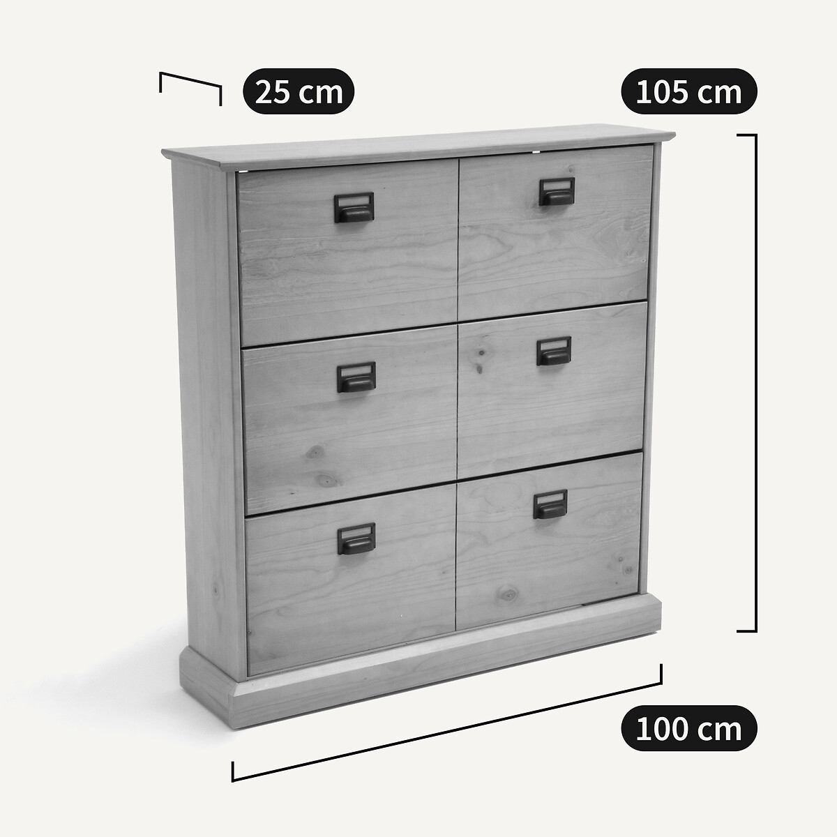 Scarpiera Lindley, 3 battenti legno scuro, LA REDOUTE INTERIEURS
