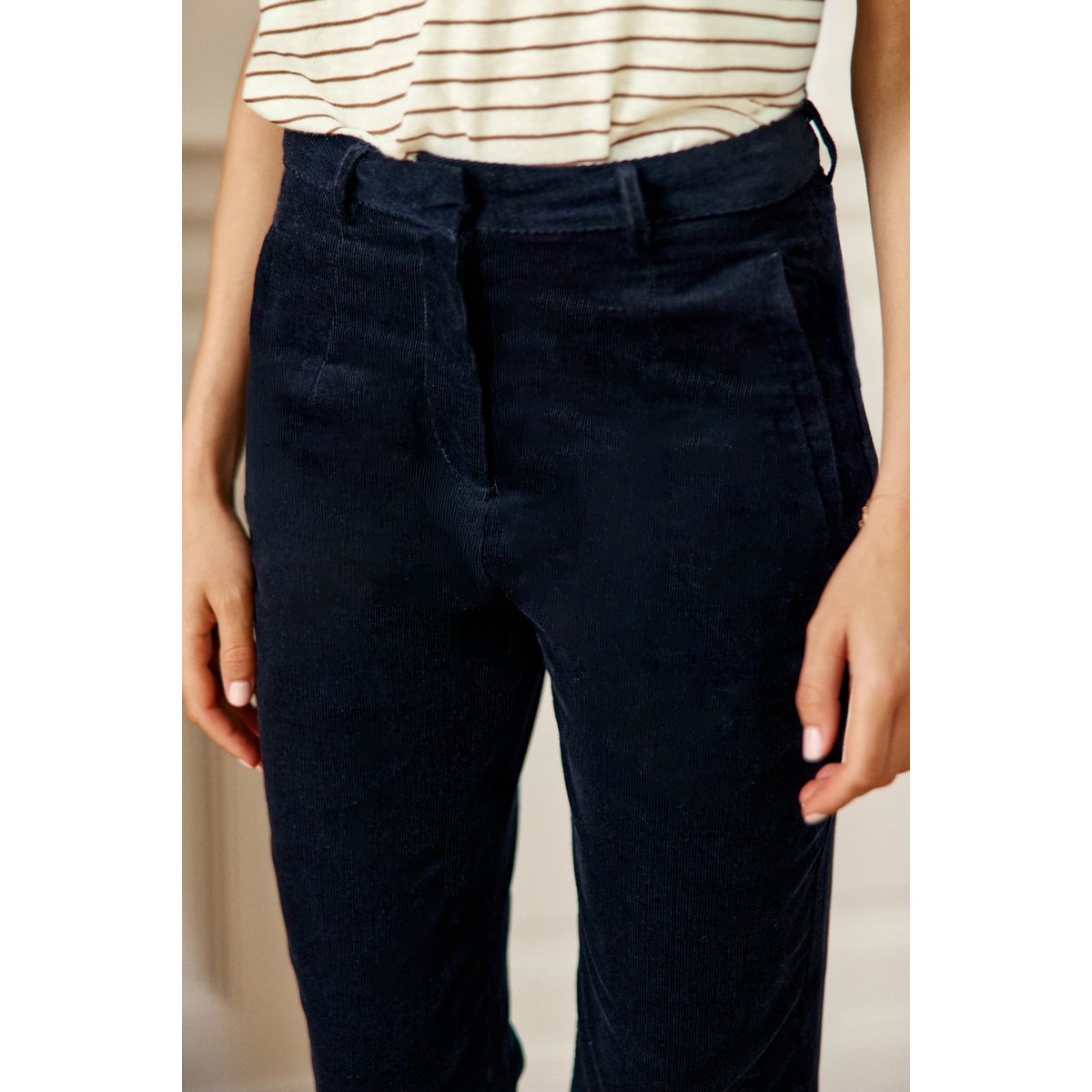 Pantalon cigarette uni PARFAITO 25-marine, LA PETITE ETOILE