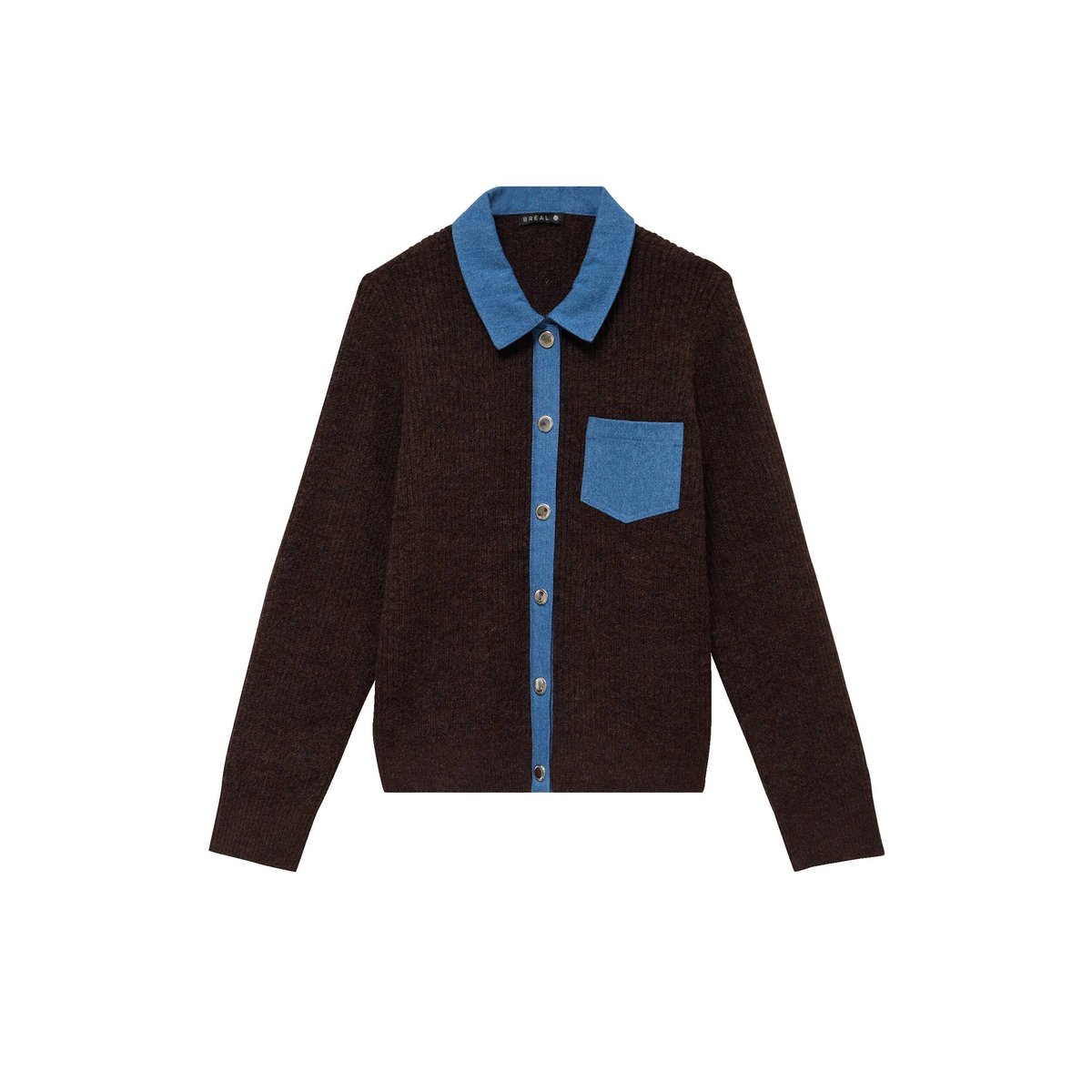 Veste col chemise manches longues marron foncé, BREAL
