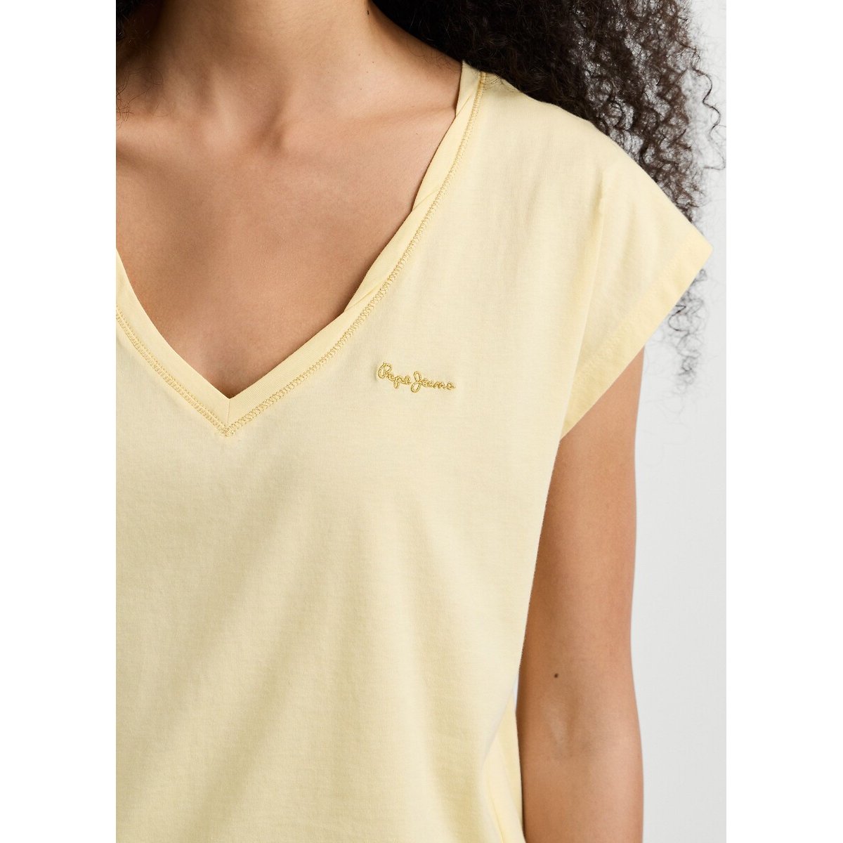 V-Neck Short Sleeve T-Shirt yellow, PEPE JEANS