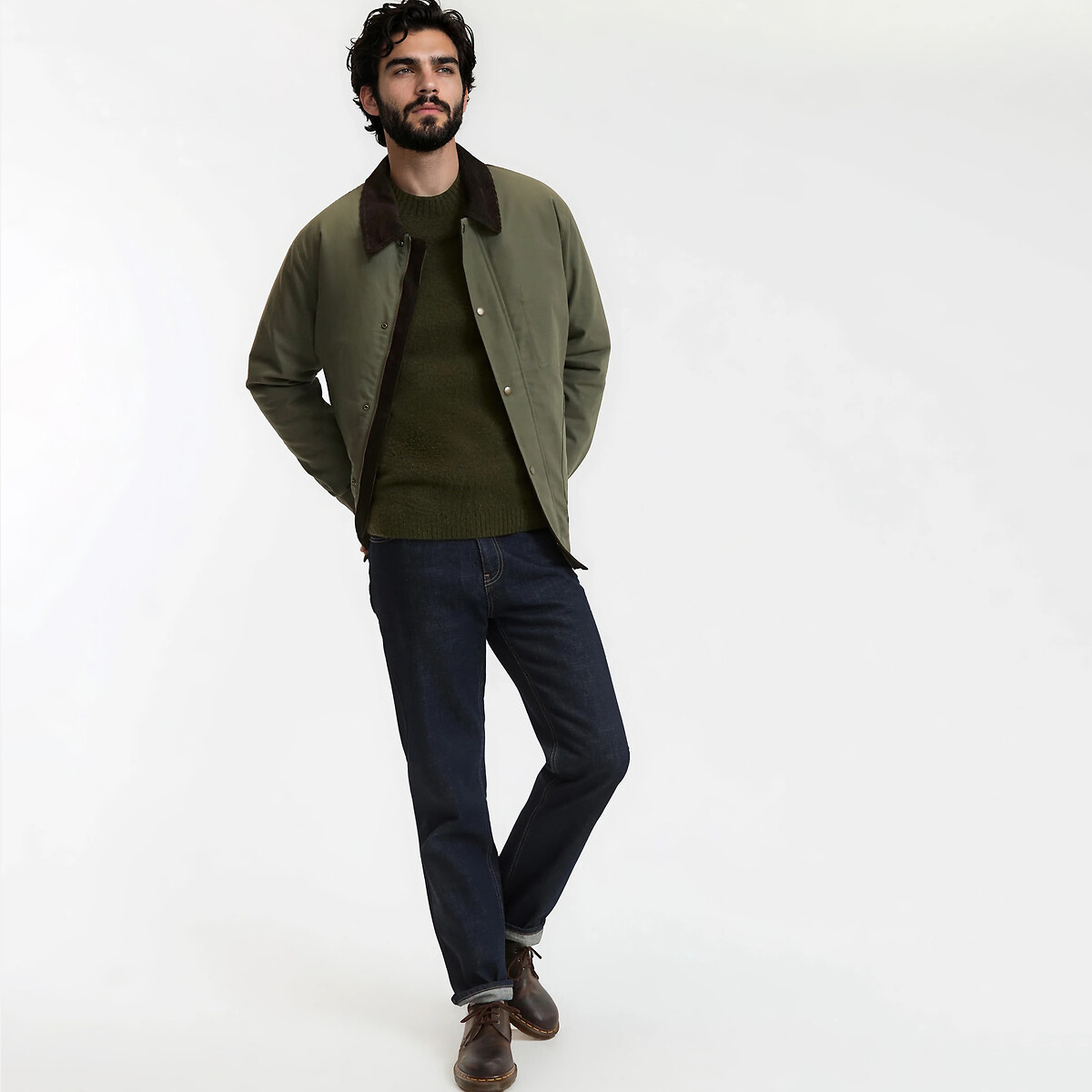 2-in-1 Jacket with Corduroy Collar khaki, LA REDOUTE COLLECTIONS