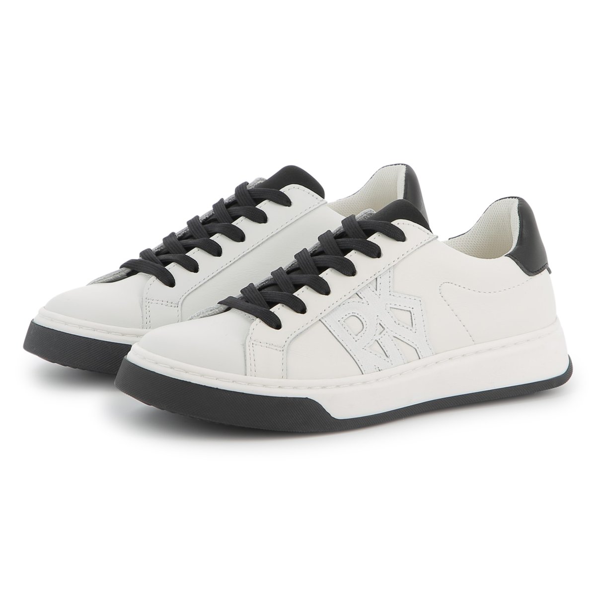 Sneakers con lacci in pelle blanc, DKNY