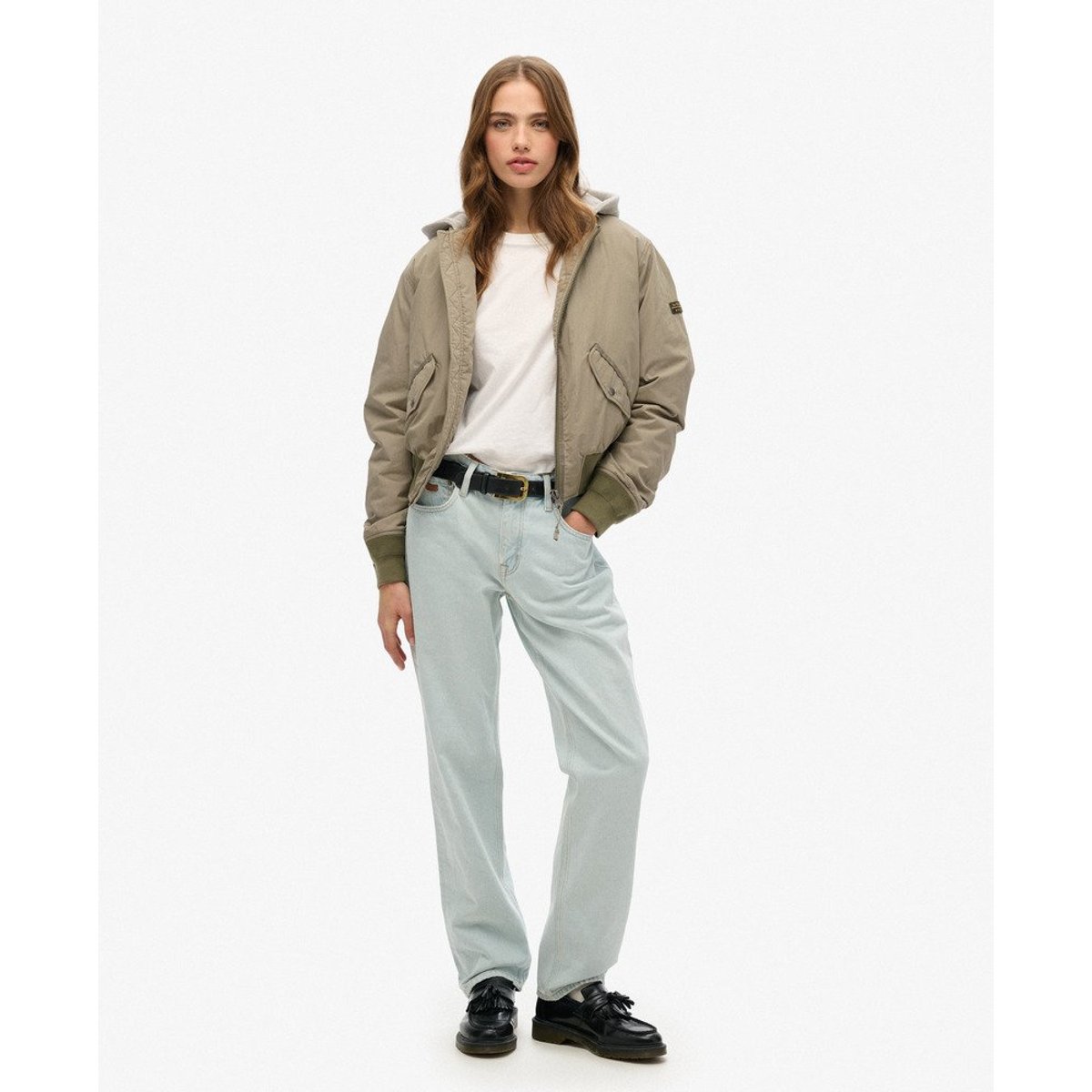 Bomber MA1 à capuche kaki clair, SUPERDRY