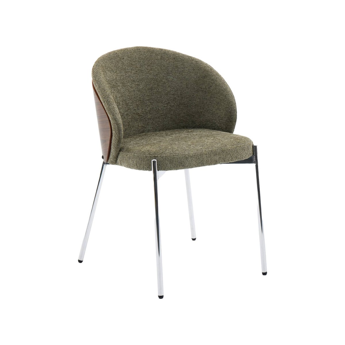 Chaise bois de peuplier teinté noyer, acier et tissu texturé (lot de 2) PAUL moutarde, SWEEEK