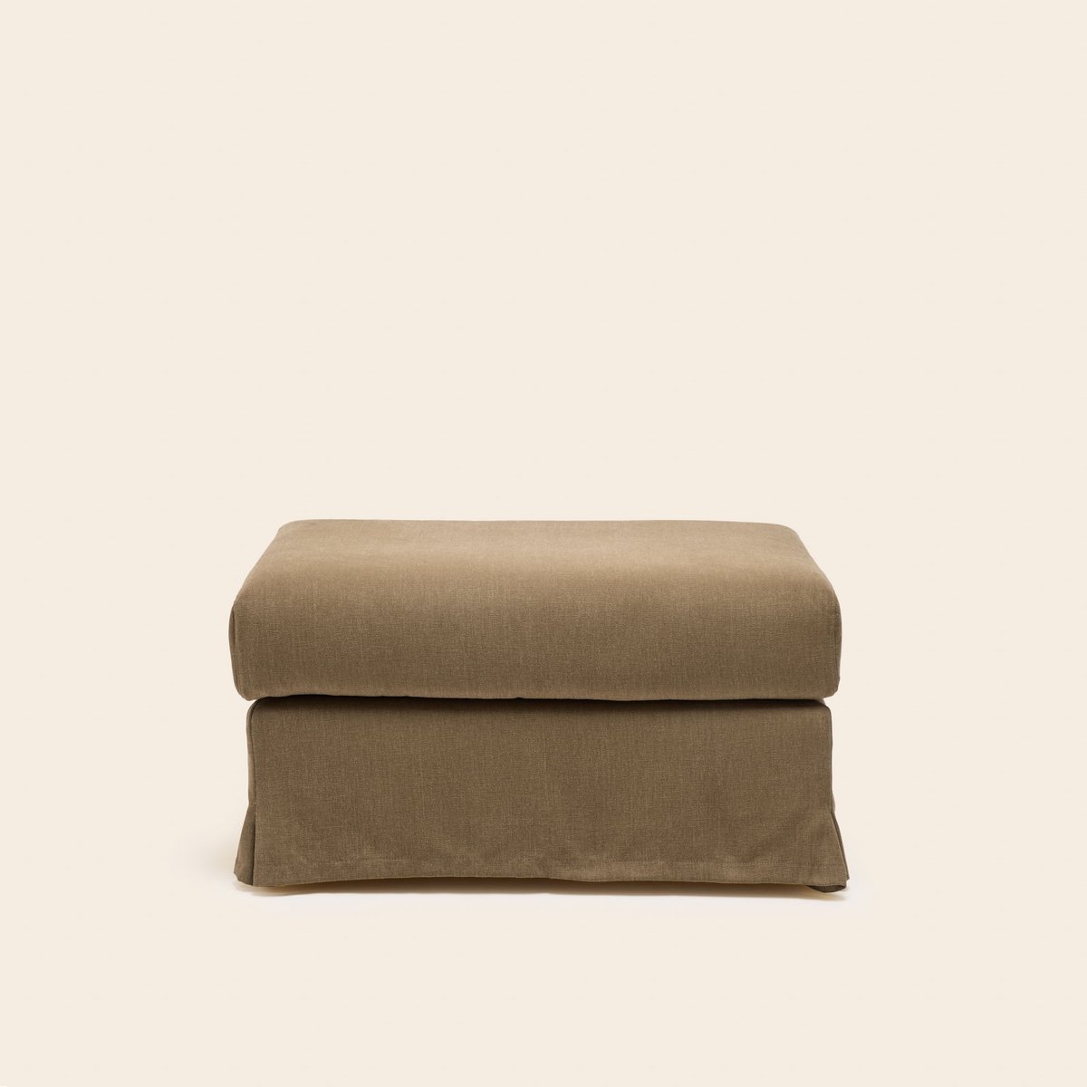 Pouf en tissu naturel CLARIBEL barbate brun chaud, MADURA