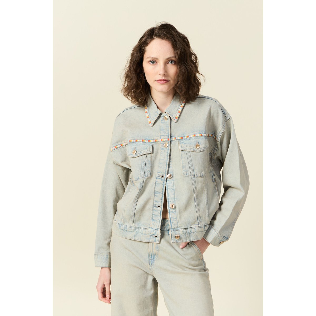 Veste oversize en jean bleu ciel, BONOBO