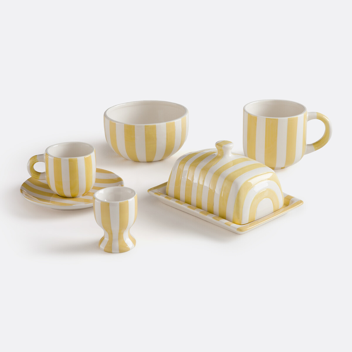 Lot de 2 coquetiers en dolomite, Darcy jaune, LA REDOUTE INTERIEURS