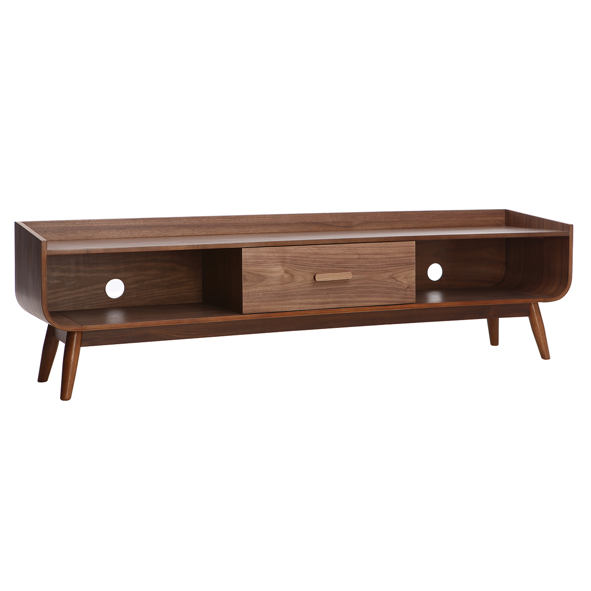 Meuble TV scandinave en bois L180 cm HALLEN noyer, MILIBOO