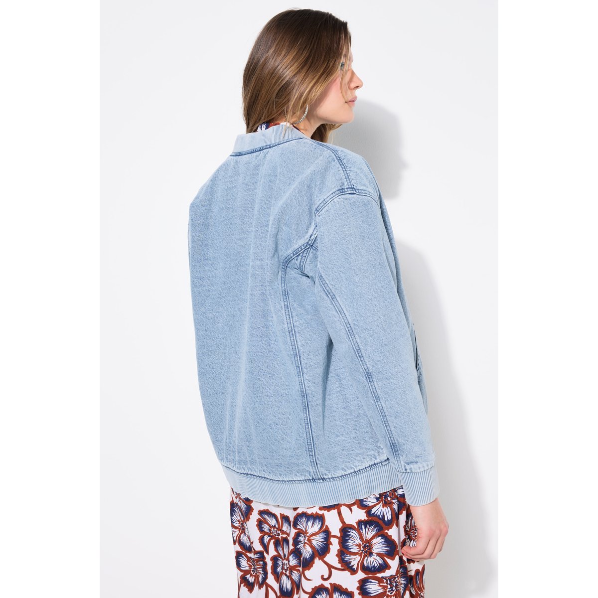 Bombers en jean, doublure matelassée bleu clair, STUDIO UNTOLD