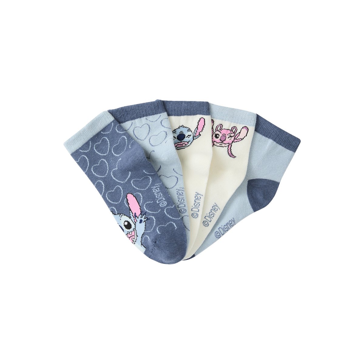 Lot de 5 mi-chaussettes Lilo et Stitch bleu jean, VERTBAUDET
