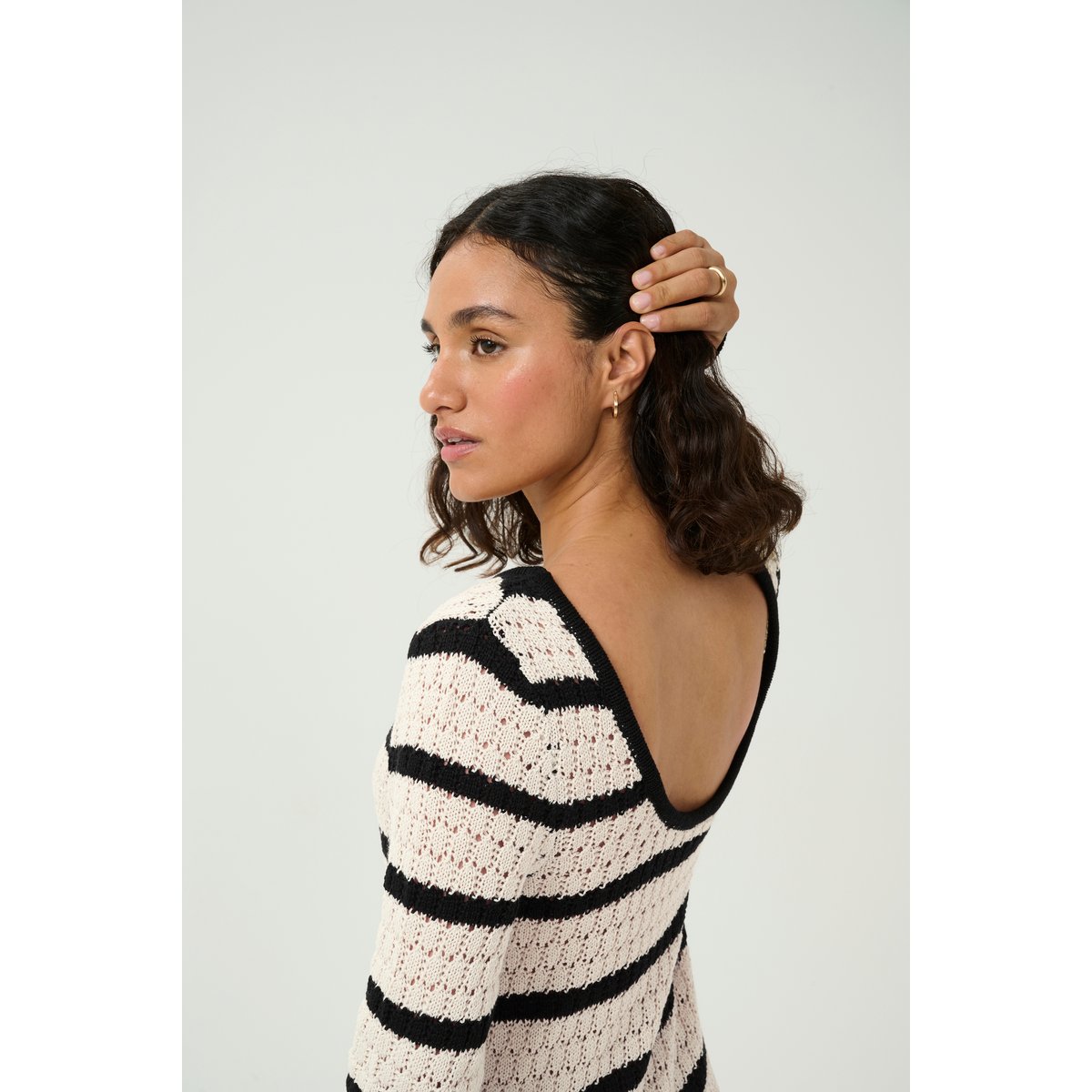 Dress beige feather gray/noir rayé, KAFFE