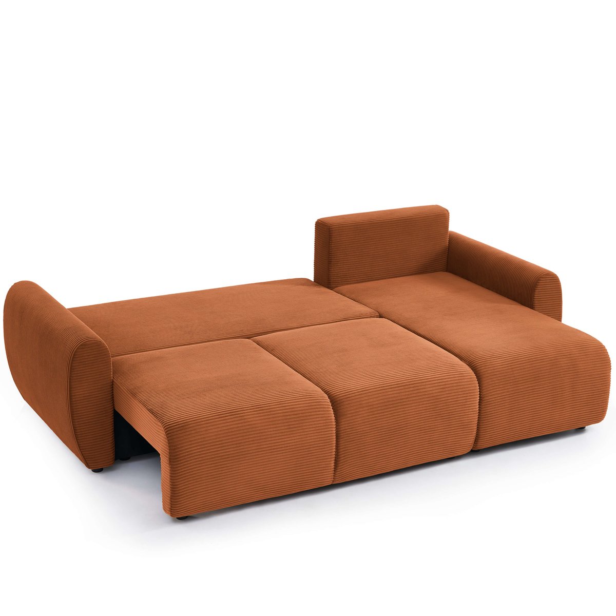 Canapé d'angle convertible velours  DANILO terracotta, BAÏTA