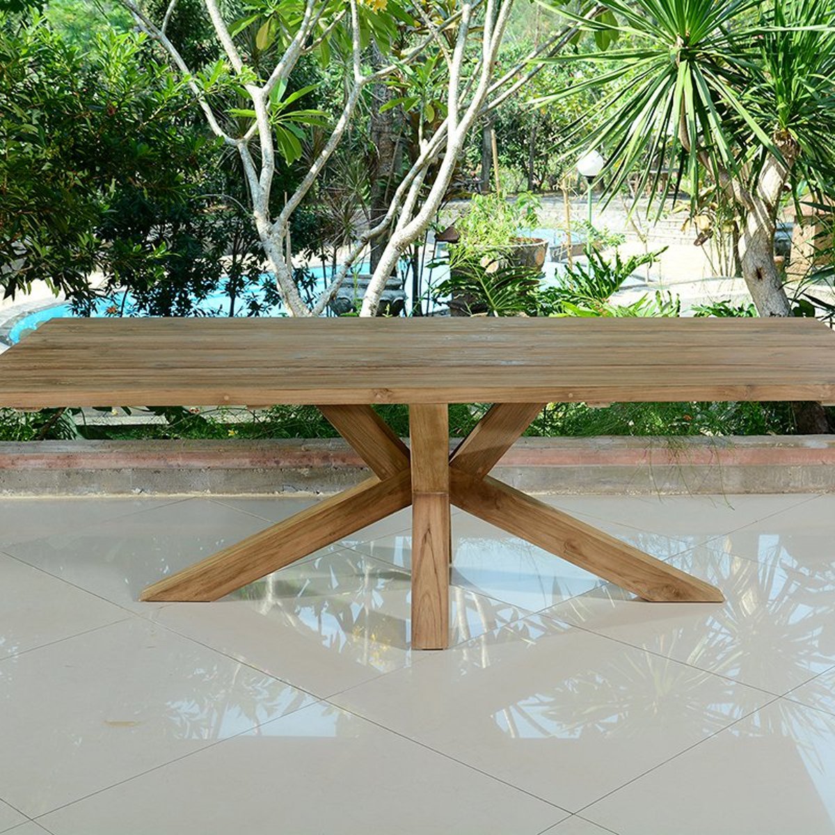 Table en teck recyclé 240 cm - CONCEPTUAL naturel, GECKO JARDIN