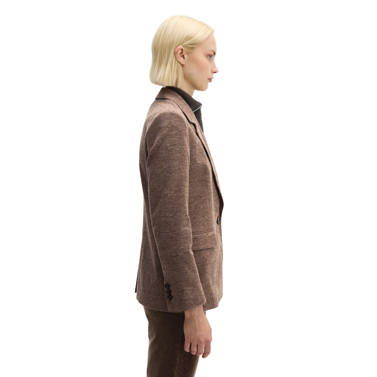 Blazer à carreaux Glencheck, coupe regular en coton stretch marron, MARC O'POLO