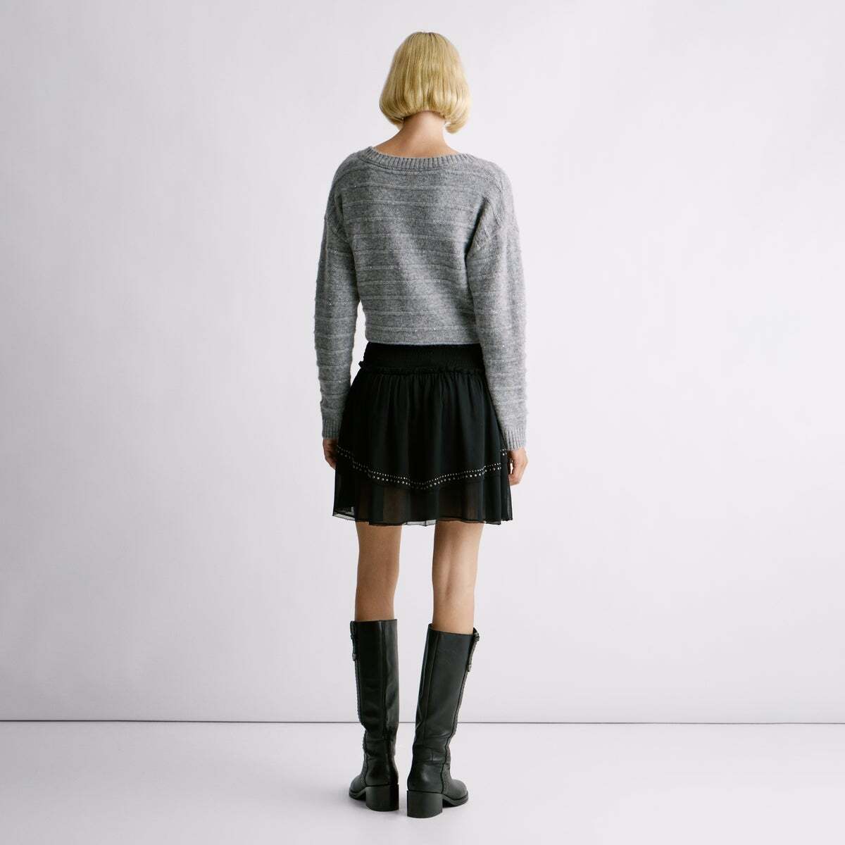 Jupe Courte En Chiffon noir, PEPE JEANS