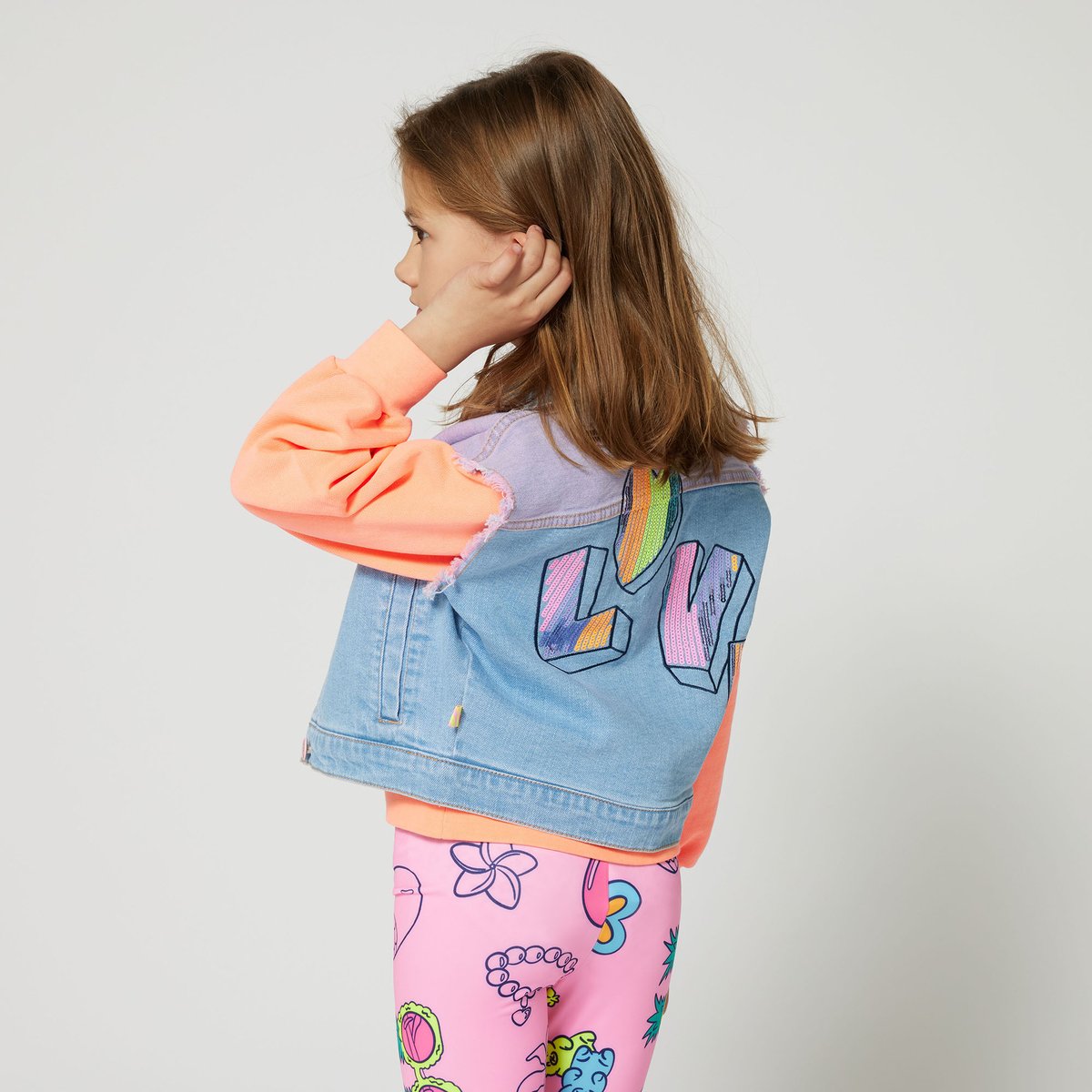 Veste en jean bicolore double stone+brossage, BILLIEBLUSH