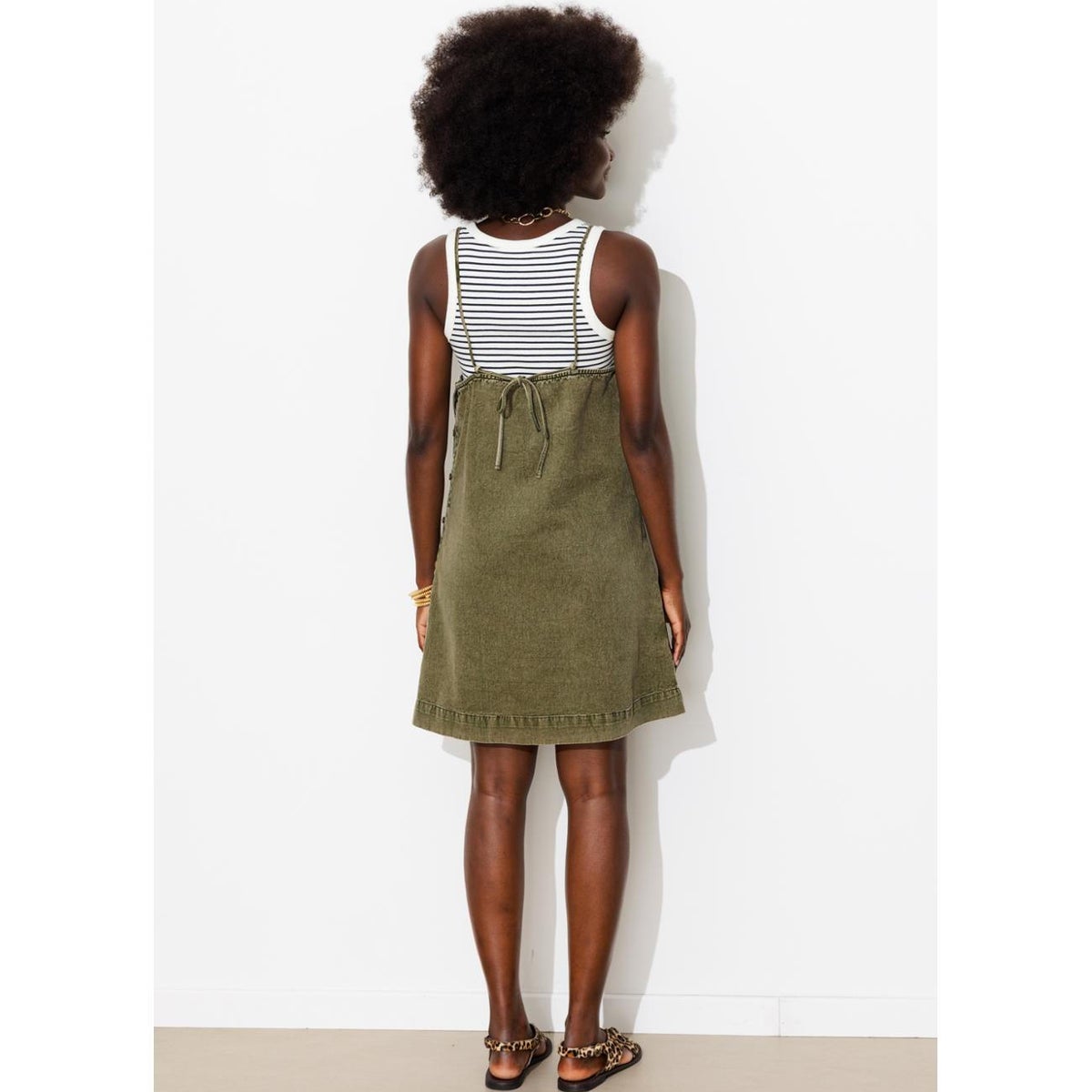 Robe courte en jean kaki, PROMOD
