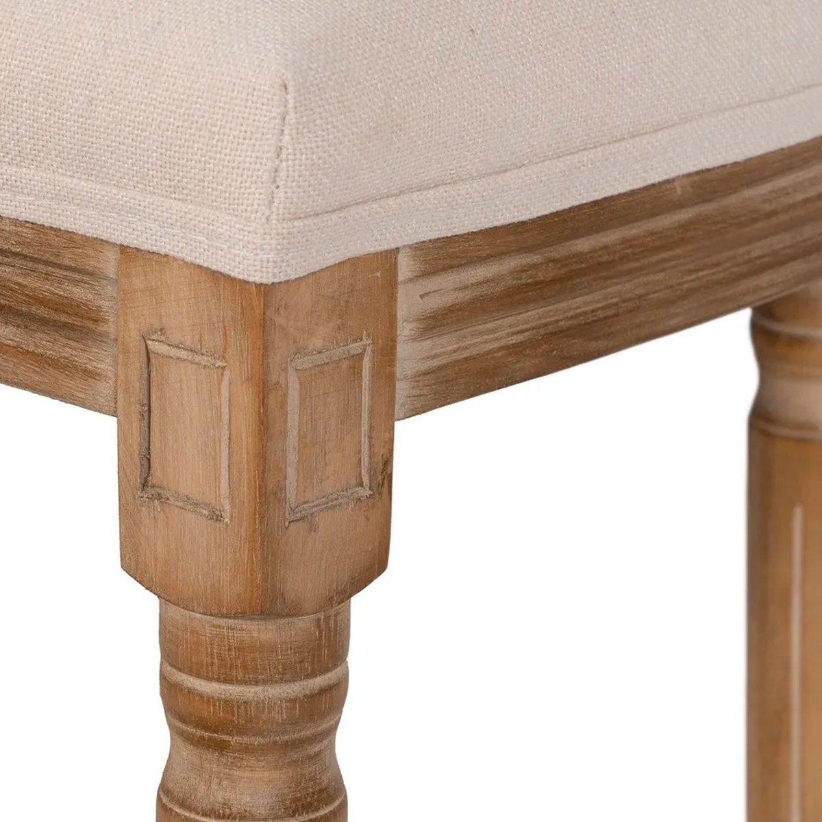 Tabouret de bar classique bois et tissu blanc 45x55x116cm bois, WADIGA