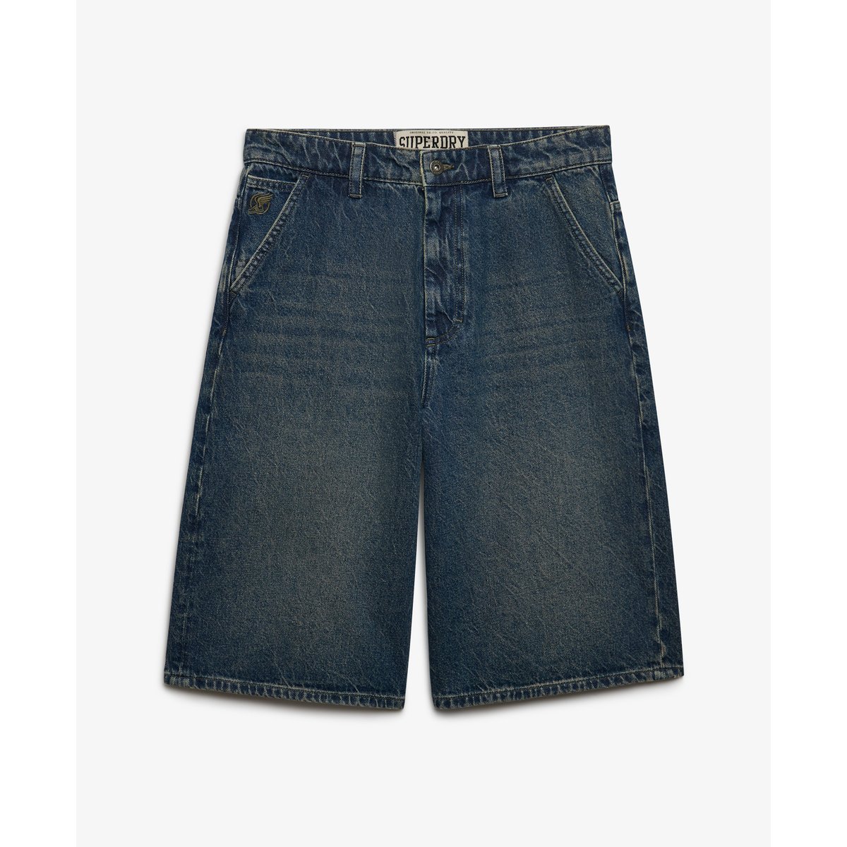Short en jean délavé oversize indigo vintage vipère, SUPERDRY