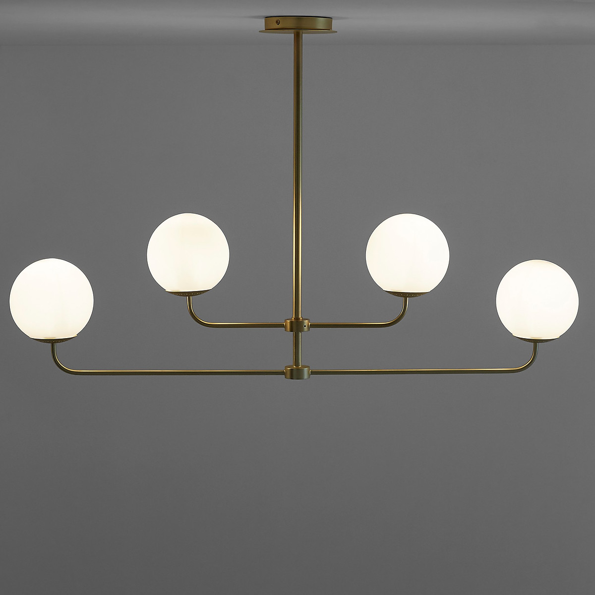 Suspension laiton et verre opaline, Moricio blanc, LA REDOUTE INTERIEURS