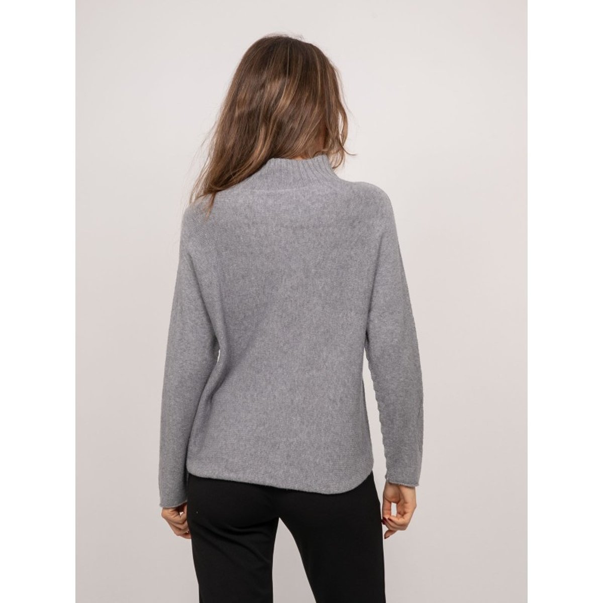 Pull Maille Col Montant Oversize Kaleta gris, DONA LISA