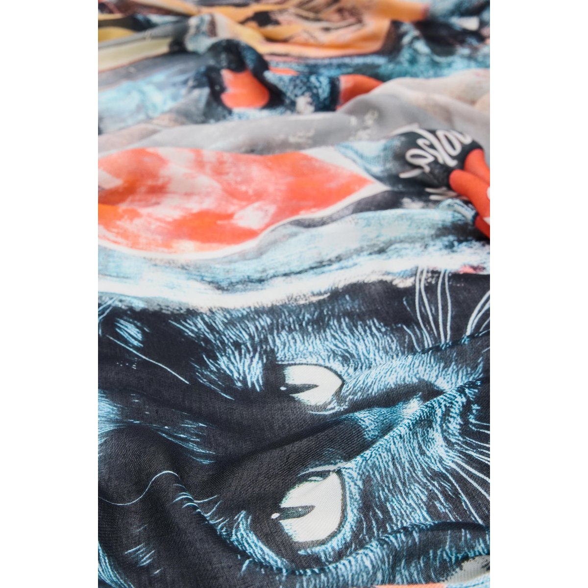 Foulard imprimé rectangulaire noir, DESIGUAL