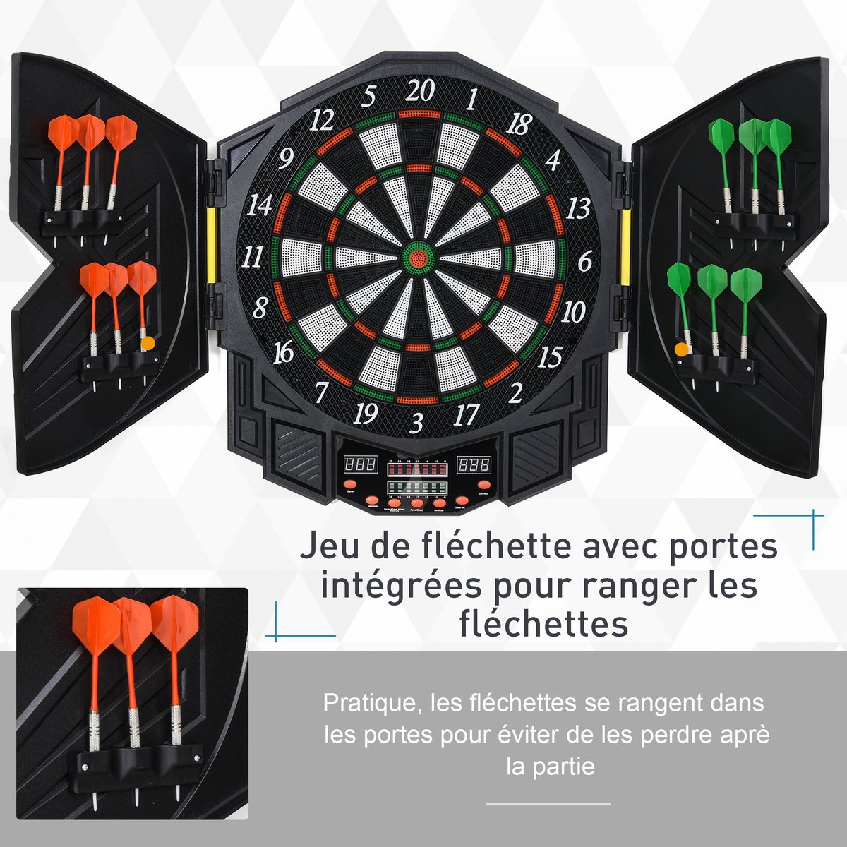 Jeu de fléchettes électronique Plastique Noir noir, HOMCOM
