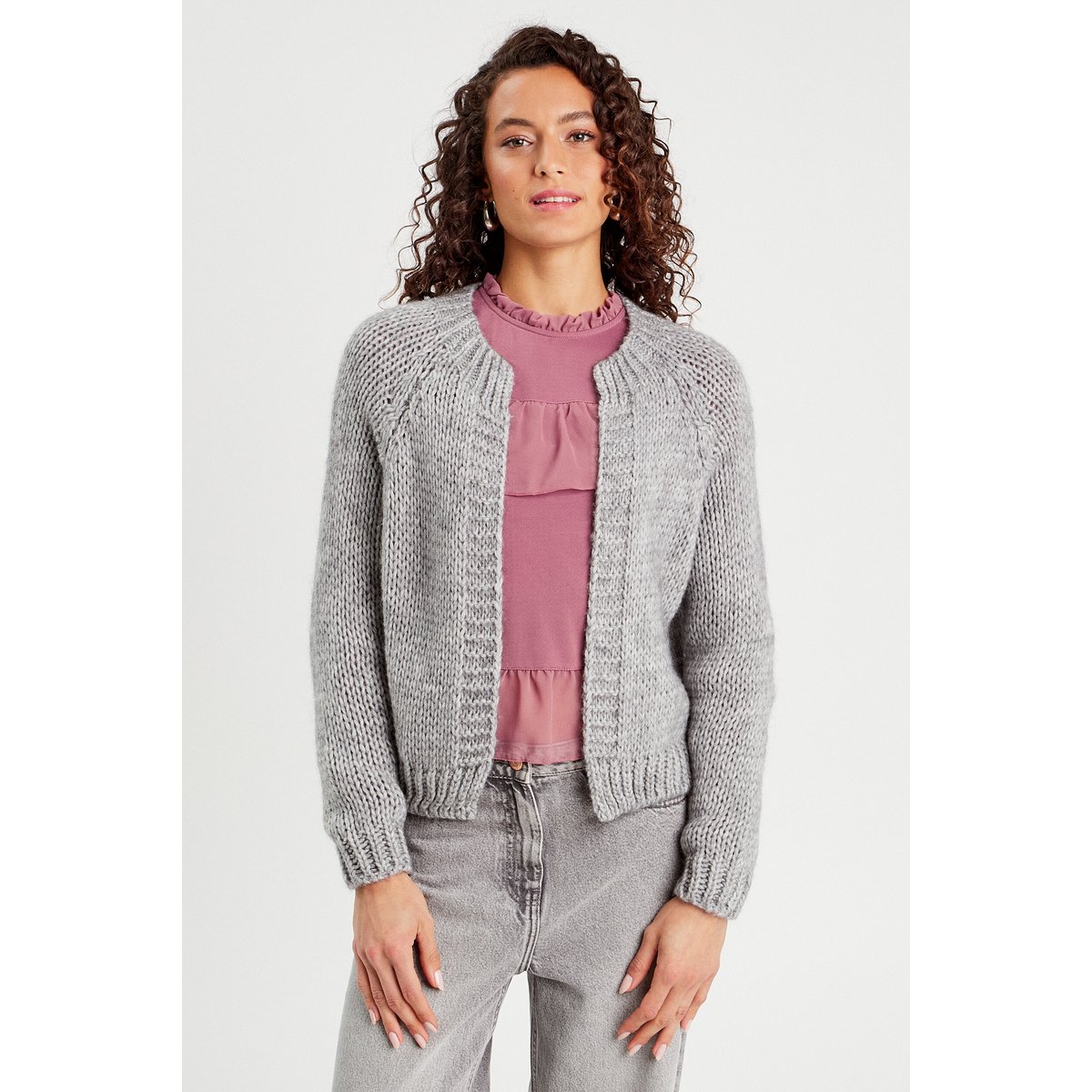 Gilet manches longues gris clair, CACHE CACHE