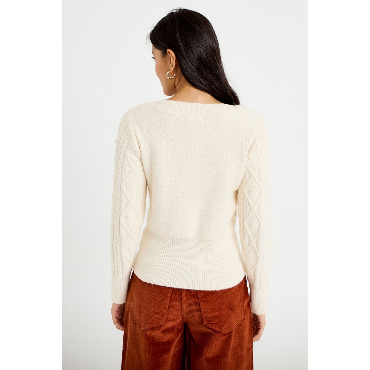 Pull col bateau manches longues ivoire, CACHE CACHE