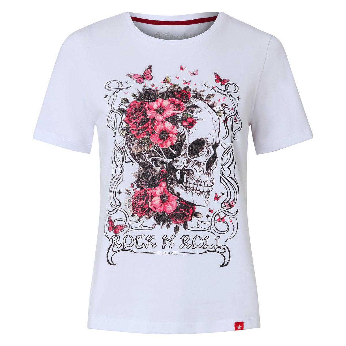 T-Shirt à Manches Courtes Imprimé Tête de Mort blanc, JOE BROWNS
