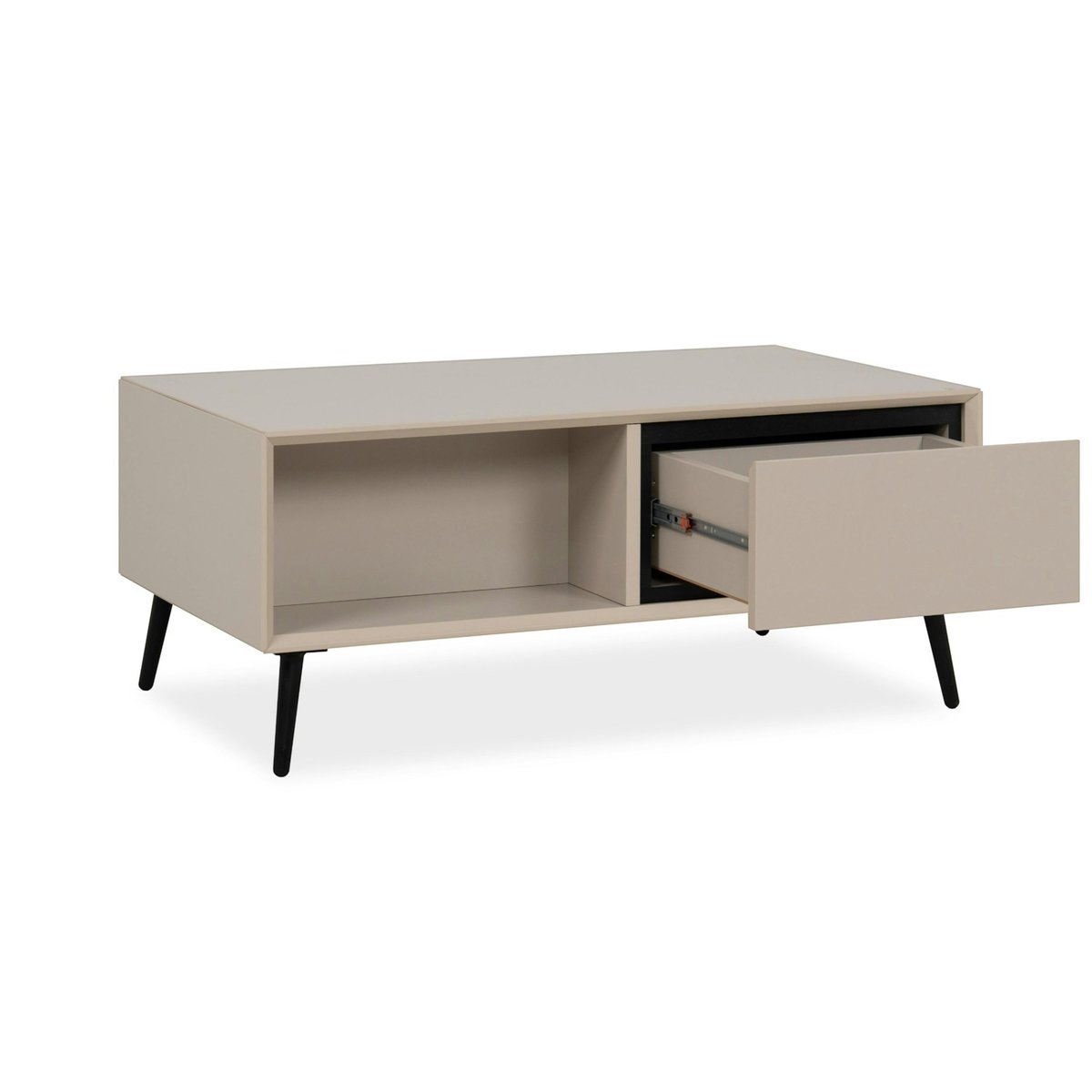 Table basse moderne taupe 2 tiroirs 2 niches AVIO beige, PIER IMPORT