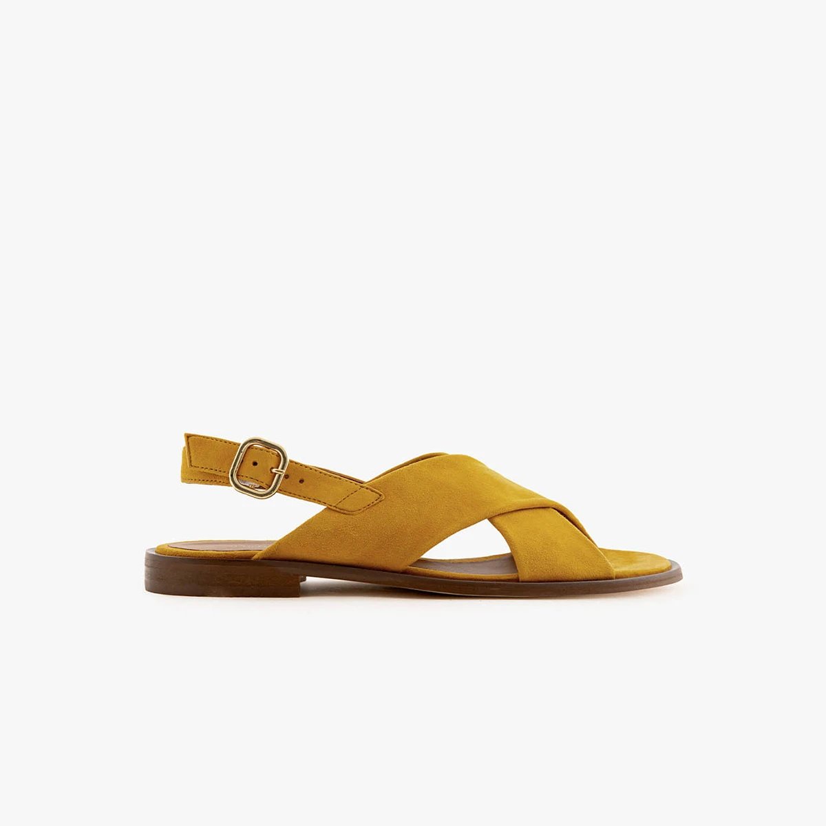 Sandale cuir velours AXELLE jaune, MAISON TOUFET