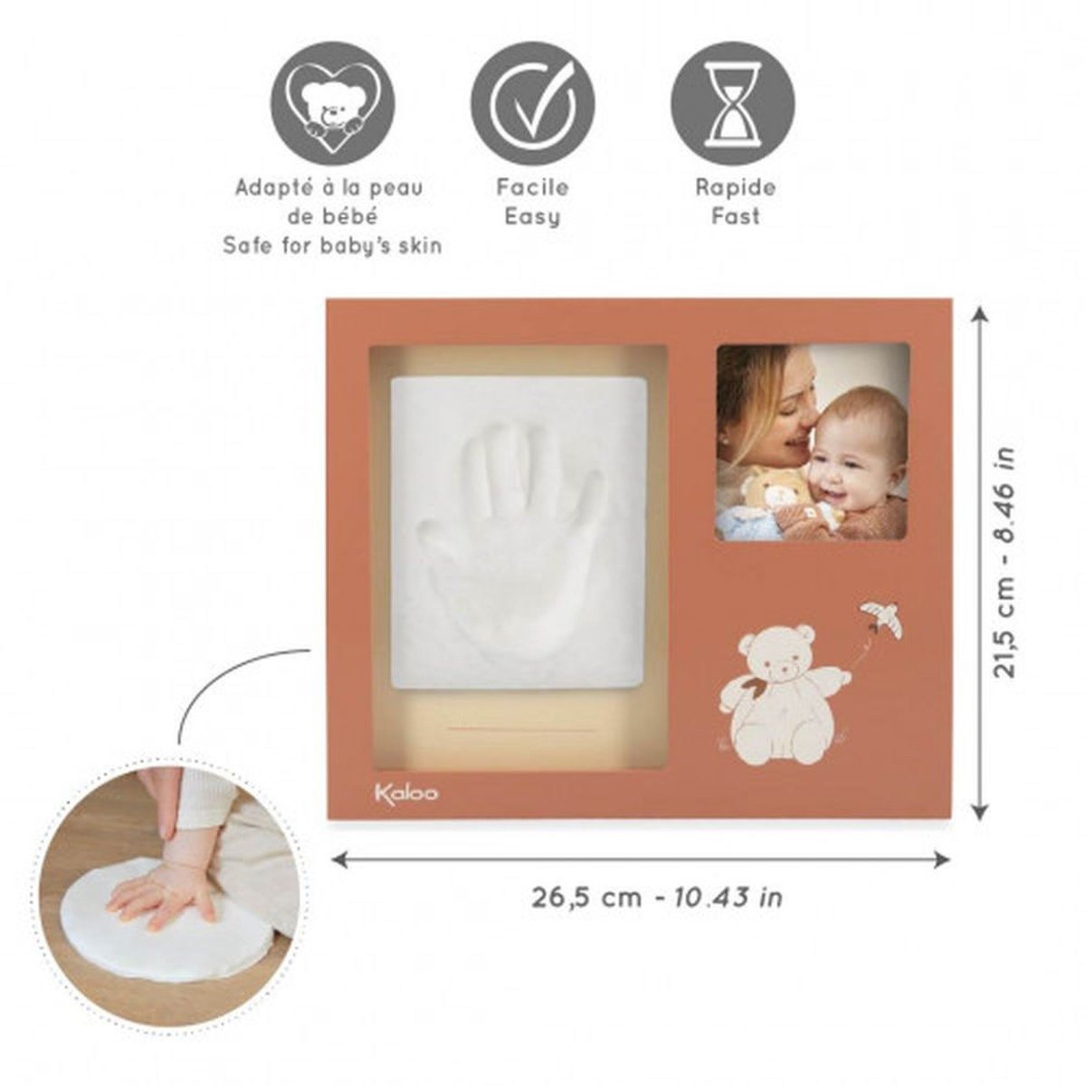 Cadre à souvenirs Photo et empreinte enfant Terracotta couleur unique, KALOO